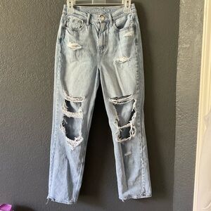 American Eagle Womens High Rise Distressed Mom Jeans 4/Regular